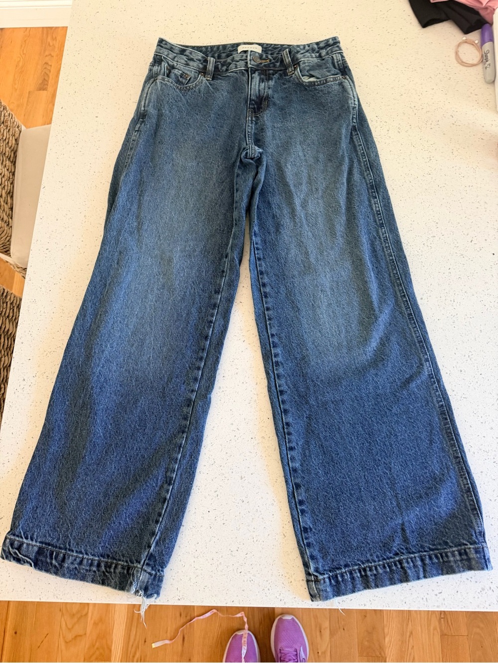 Pacsun women’s Casey low rise baggy 26 short Blue Wide-Leg Jeans